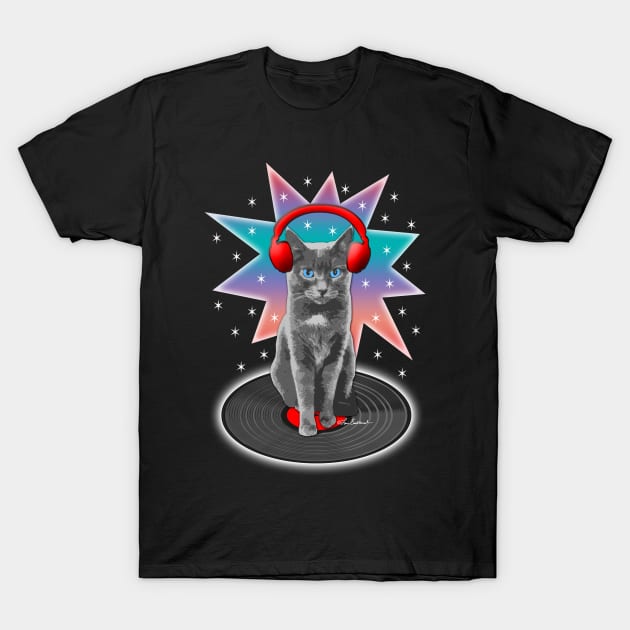 DJ Music Cat T-Shirt by loeye